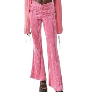 Urban Outfitters Bright Pink Velvet Flair Elastic Waist Pants Women’s Size Small